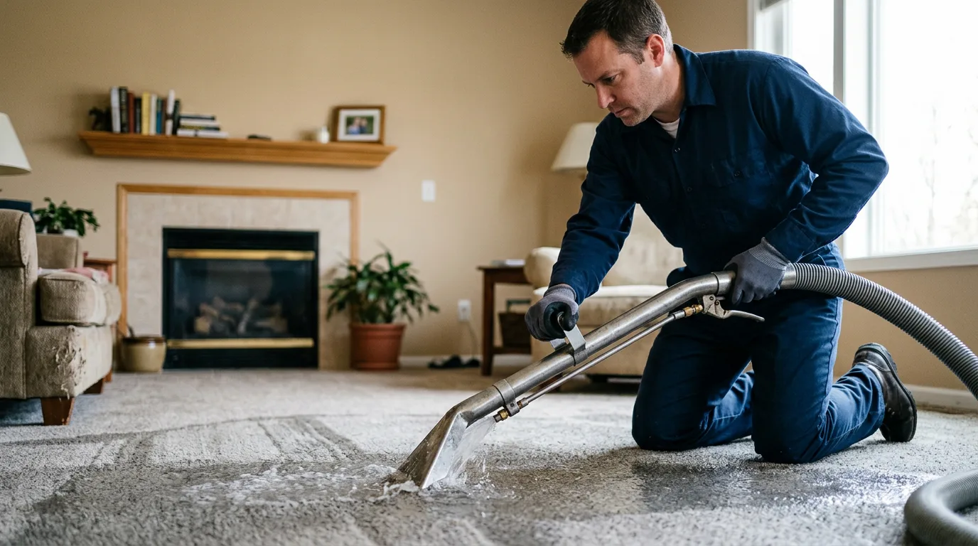 Water damage restoration technician working near Waseca, MN